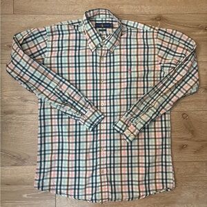 Ralph Lauren Men's Pink and Blue Plaid Shirt